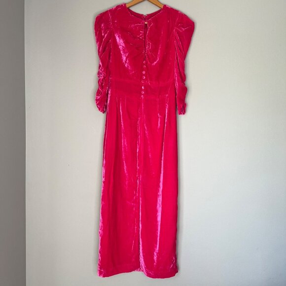 Rachel Antonoff Formal Dress Womens Size 0 Hot Pink Velvet Elegant Romantic Ball - Picture 5 of 13